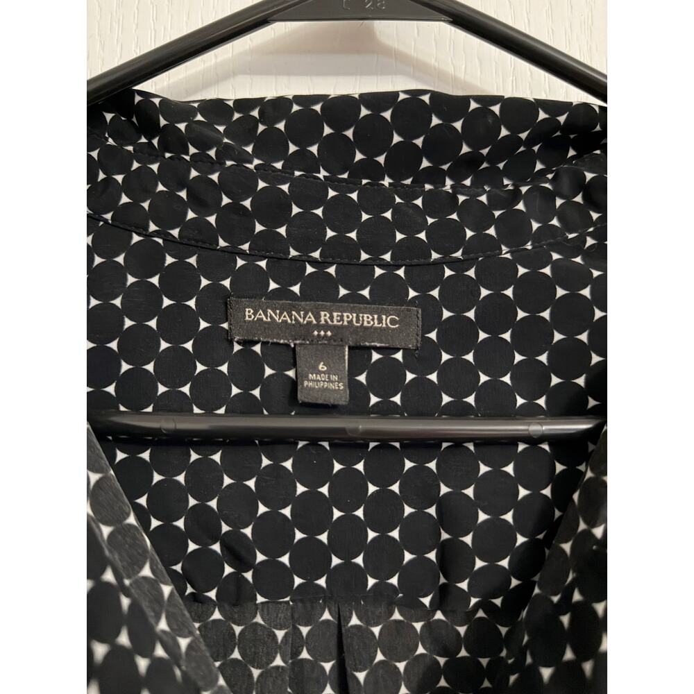 Banana Republic Geometric Print Sleeveless Belted Shirt Dress Black White 6 - Picture 3 of 7